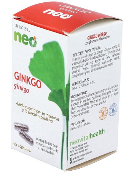 Ginkgo Biloba Microgranulos Neo 45Cap. de Neo