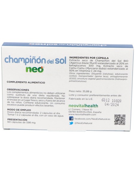 Champiñon Del Sol Neo 60Cap. de Neo