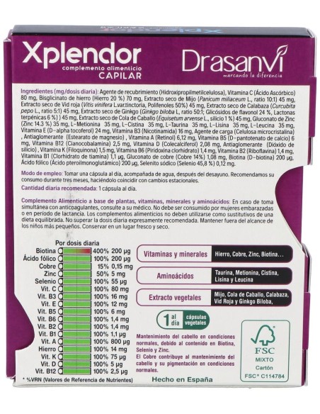 Xplendor Capilar 24 Capsulas Drasanvi