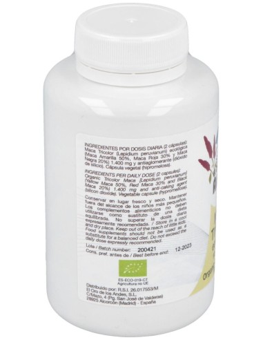 Maca Tricolor 700Mg. 90Cap. Eco de El Oro De Los Andes