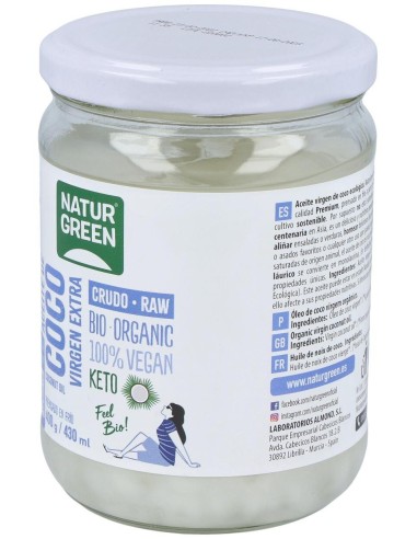 Aceite Virgen De Coco 1ª Presion Frio 400Gr. Bio de Naturgreen