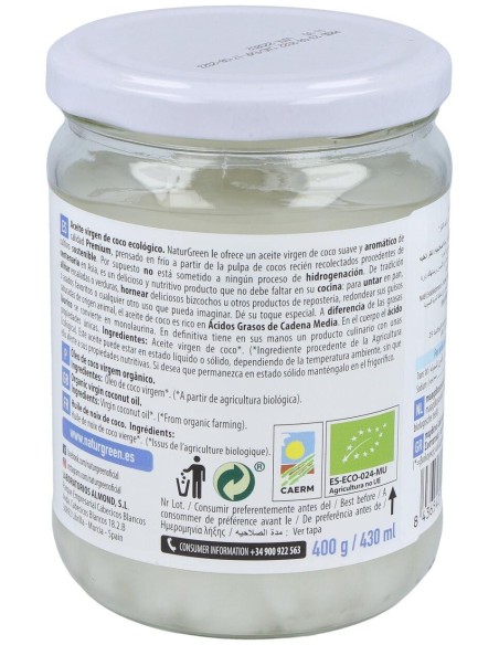 Aceite Virgen de Coco 400g de Naturgreen