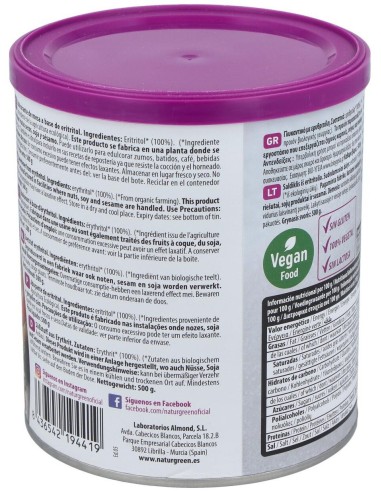 Eritritol Endulzante 500Gr. Bio de Naturgreen