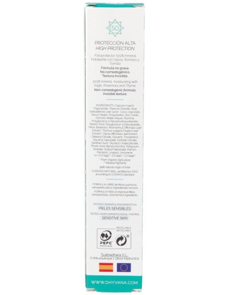 Solar Spf50 Sun Con Acido Hialuronico 50Ml. Eco de Dhyvana
