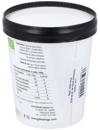 Curcuma Chai Latte Tarrina 250Gr. Eco de Energy Feelings