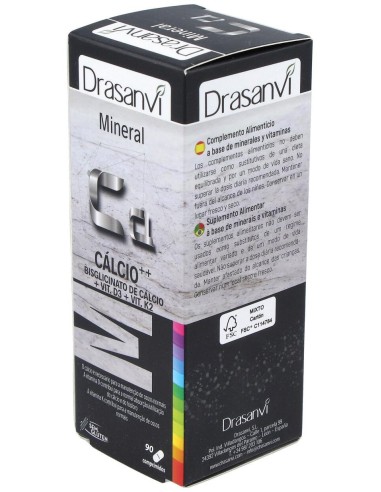 Mineral Calcio Vitamina D3+K2 90 Comprimidos Drasanvi