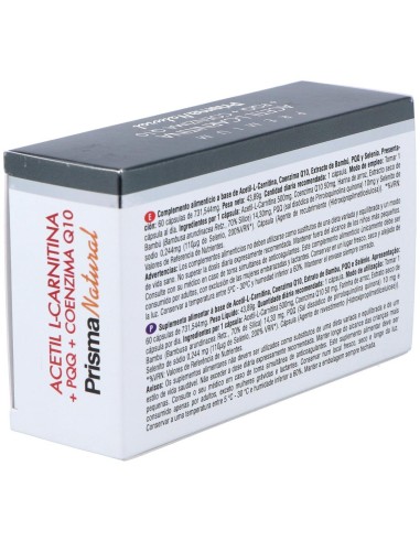 Acetil L-Carnitina+Pqq+Coenzima Q10 60 Cap   de Prisma Natural