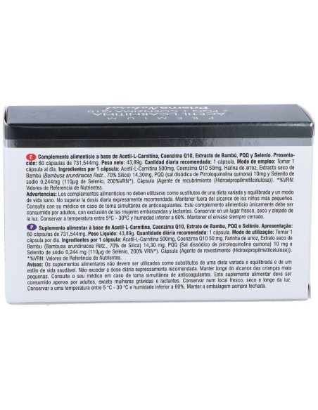 Acetil L-Carnitina+Pqq+Coenzima Q10 60 Cap   de Prisma Natural