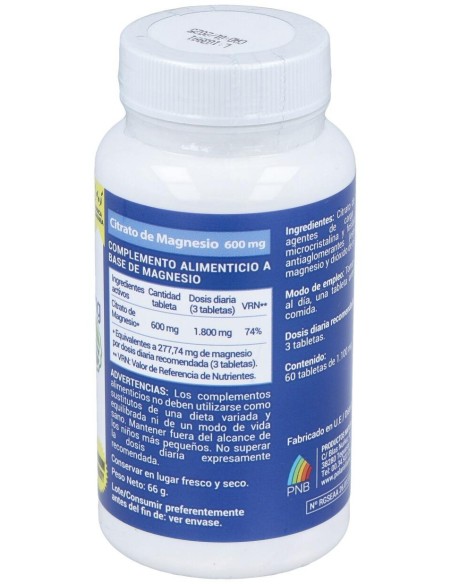 Magnesio Citrato 600Mg. 60Comp. de Polaris