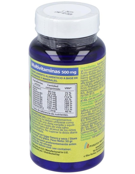 Multivitaminas 500Miligramos 100 Comprimidos Polaris