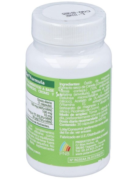 Glusin (Canela + Magnesio) 600Mg. 30Cap. de Polaris
