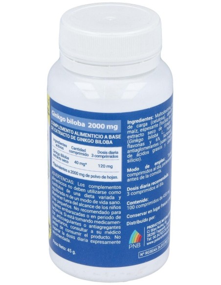 Ginkgo Biloba 2000Mg. 100Comp. de Polaris