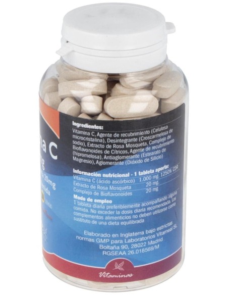 Vitamina C 1000Mg.Con Rosa Mosqueta 20Mg. 180Comp. de Naturbite