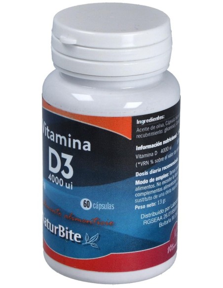 Vitamina D3 4000Ui 60Cap. de Naturbite