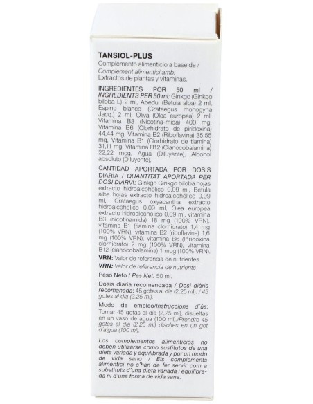 Tansiol Plus (Tensiol) 50Ml. de Codiet