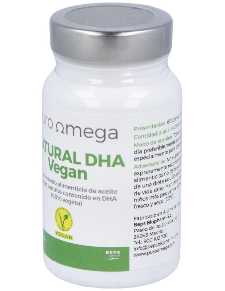 Natural DHA Vegan 90 perlas de Puro Omega