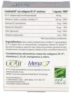 Condroartil Con Colageno Uc-Ii 30Cap. de Cien Por Cien Natural 2