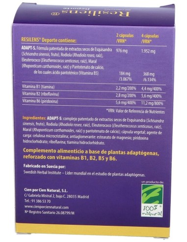 Resiliens Deporte 60Cap. de Cien Por Cien Natural