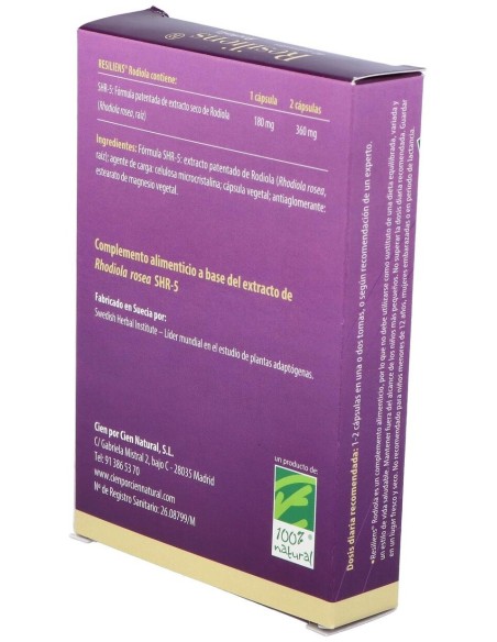 Resiliens Rodiola 40Cap. de Cien Por Cien Natural