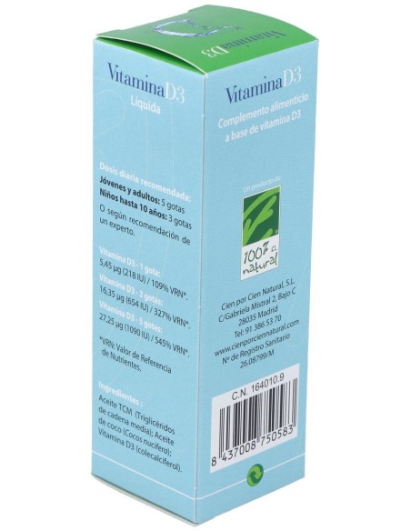 Vitamina D3 Liquida 50Ml. de Cien Por Cien Natural