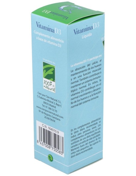 Vitamina D3 Liquida 50Ml. de Cien Por Cien Natural