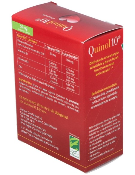 Quinol 10 50Mg. 60Perlas de Cien Por Cien Natural