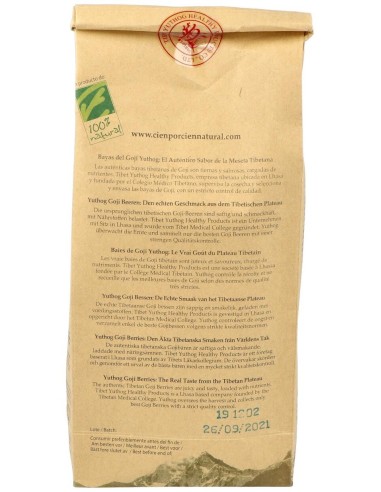 Bayas De Goji Yuthog Bolsa 250Gr. de Cien Por Cien Natural