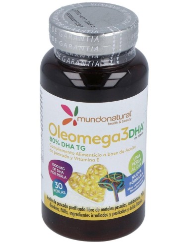Oleomega 3 80% Dha 30Cap. de Mundonatural