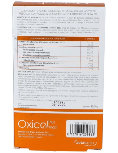 Oxicol Plus Omega 30Cap. de Actafarma