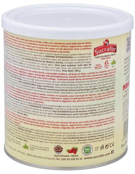 Sucrafor (Azucar De Abedul Y Stevia) 500Gr de Sucrafor