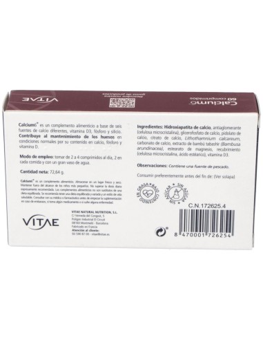 Calcium6 60 comprimidos de Vitae