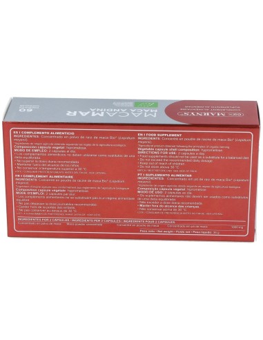 Macamar Maca Andina (Rojay Negra) Bio 60 Cápsulas Vegetales Marnys