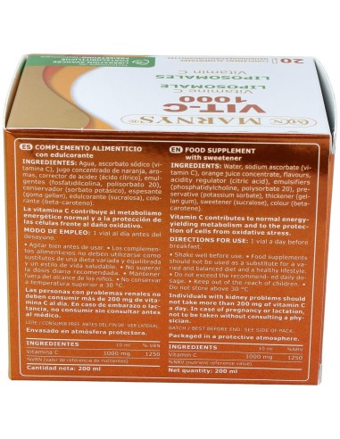 Vit C 1000 Vitamina C Liposomada 20Amp. de Marnys