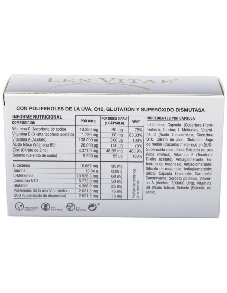 Lex Vitae (Uso Interno) Blister 60Cap. de Narval Pharma, S.A.