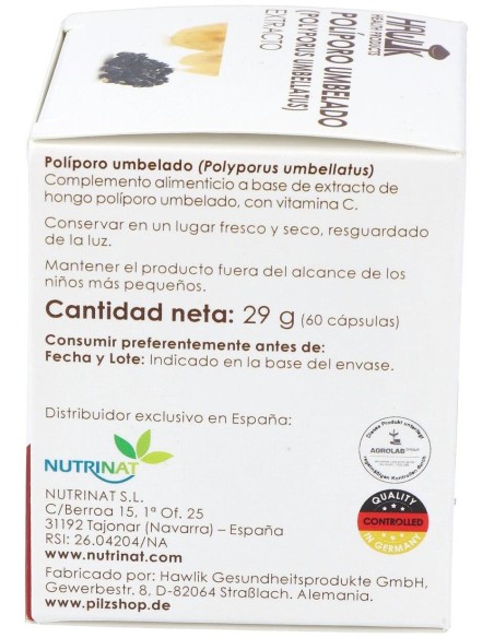 Políporo Umbelado (Polyporus Umbellatus). Extracto Puro 60 Vcáps de Hawlik