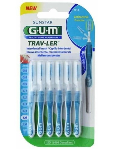 Cepillo Interdental Trav-Ler 1614 1,6Mm 6Un Azul de Gum