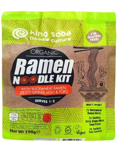 Kit Noodles Ramen Sarraceno-Jengibre-Miso-Tofu 194 de King Soba