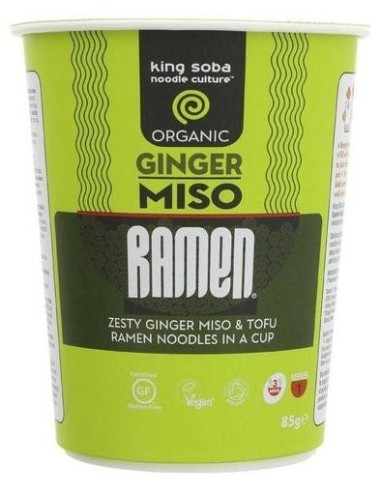 Vaso Sopa Ramen Miso-Jengibre 85Gr. Bio Sg de King Soba