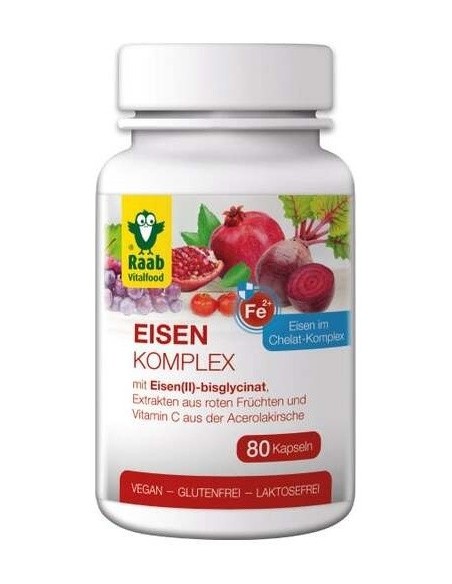 Complejo de hierro cápsulas 500mg, bote 80ud de Raab Vitalfood