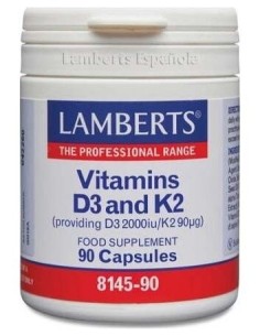 Vitamina D3 (2000 UI) + K2 (como MK-7) (90 µg) 90 Caps.  de Lamberts 2