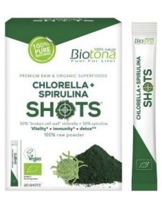 Chlorella+Espirulina Raw 20Shots. Bio Sg Vegan de Biotona 2