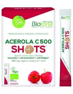 Acerola C 500 Raw 20Shots. Bio Sg Vegan de Biotona 2