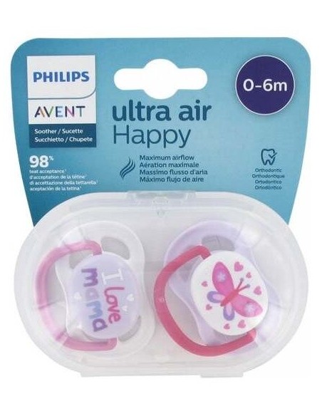 Chupete Ultra Air  0-6Meses Niña 2Ud. Scf080/02 de Avent