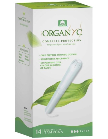 Tampón con aplicador super 100% algodón orgánico, 14ud de Organyc
