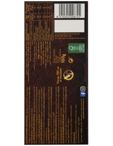 Chocolate Negro 70% Con Flor De Sal 100G Bio Sg de Torras