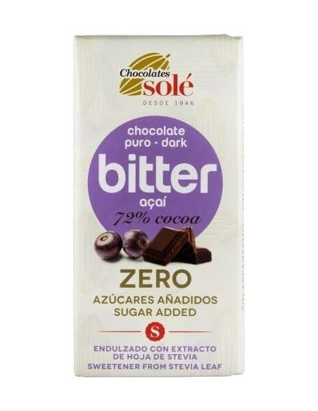 Chocolate Negro 72% Con Açai Y Stevia 100Gr. S/A de Chocolates Sole