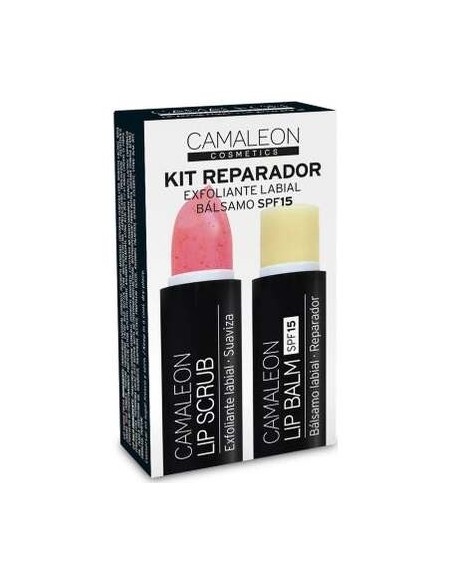 Kit Reparador Lipscrub Fresa+Lipbalm de Camaleon