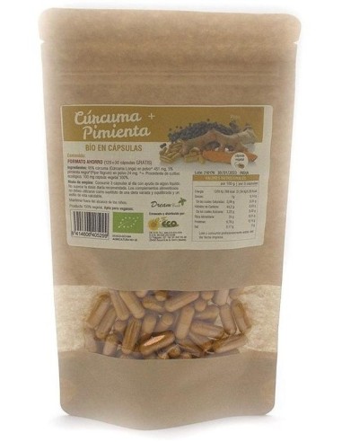 Curcuma+Pimienta 90Cap. Bio de Dream Foods