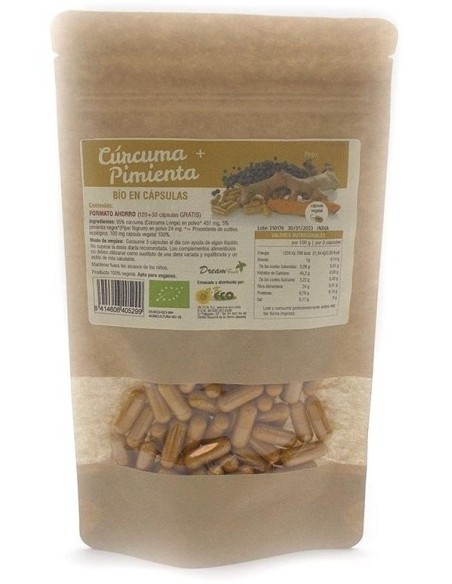 Curcuma+Pimienta 90Cap. Bio de Dream Foods