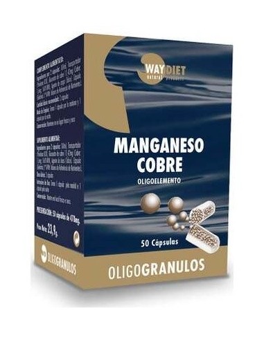Manganeso-Cobre Oligogranulos 50Caps. de Waydiet Natural Products